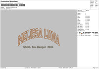 Melissa Text Embroidery File 6 sizes