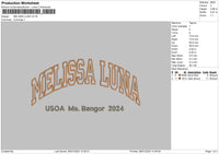 Melissa Text Embroidery File 6 sizes