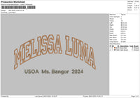 Melissa Text Embroidery File 6 sizes