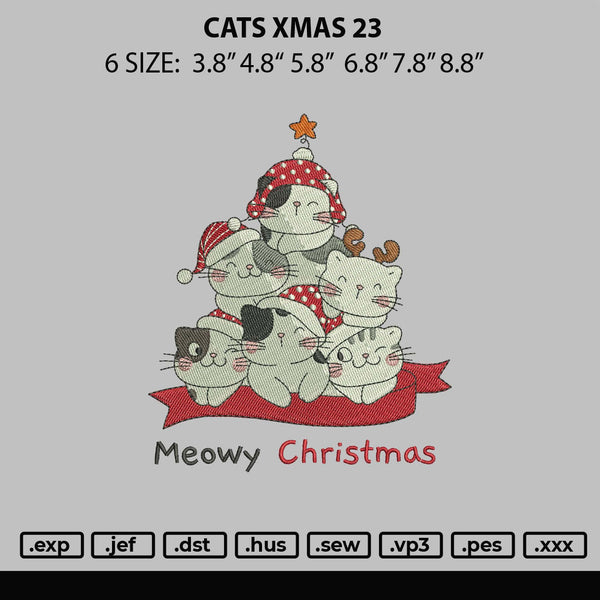 Cats Xmas 23 Embroidery File 6 sizes