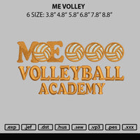 Me Volley Embroidery File 6 sizes