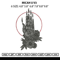 Micah U V3 Embroidery File 6 sizes