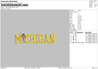 Michigan W Girl Embroidery File 6 sizes