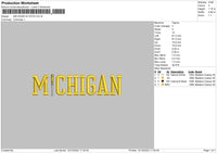 Michigan W Stick Embroidery File 6 sizes