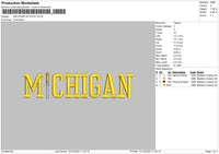 Michigan W Stick Embroidery File 6 sizes