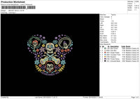 Mickey Colorskull Embroidery File 6 sizes