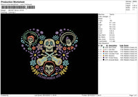 Mickey Colorskull Embroidery File 6 sizes