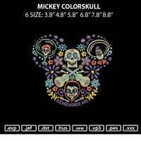 Mickey Colorskull Embroidery File 6 sizes