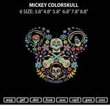 Mickey Colorskull Embroidery File 6 sizes