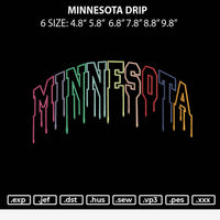 Minnesota Drip Embroidery File 6 sizes