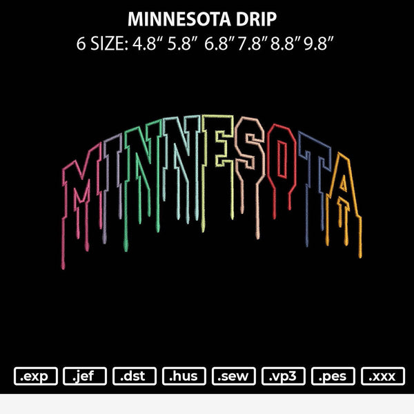 Minnesota Drip Embroidery File 6 sizes