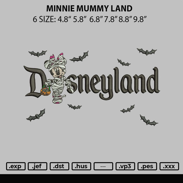 Minnie Mummy Land Embroidery File 6 sizes