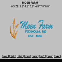 Moen Farm Embroidery File 6 sizes