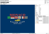 Monaco Embroidery File 6 sizes