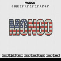 Mongo Embroidery File 6 sizes