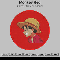 Monkey Red Embroidery