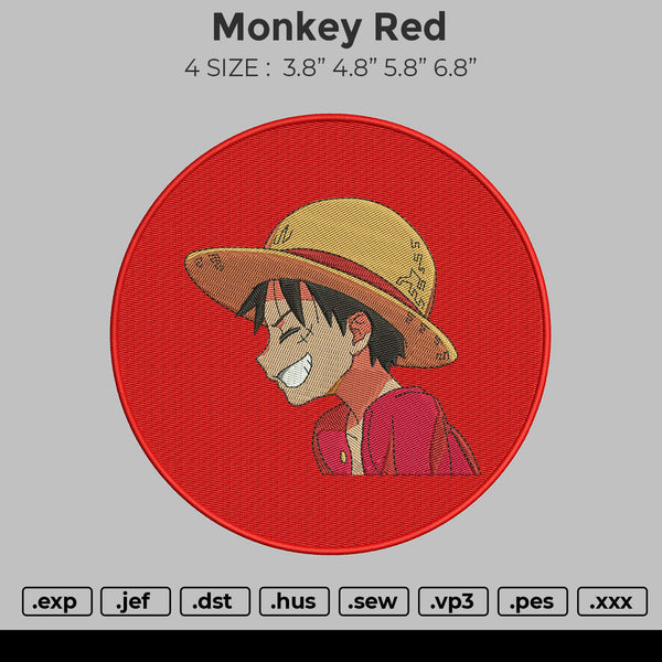 Monkey Red Embroidery