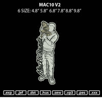 Mac10 V2 Embroidery File 6 sizes