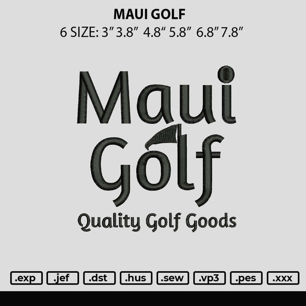 Maui Golf Embroidery File 6 sizes