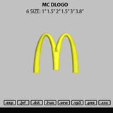 Mc Dlogo Embroidery File 6 sizes