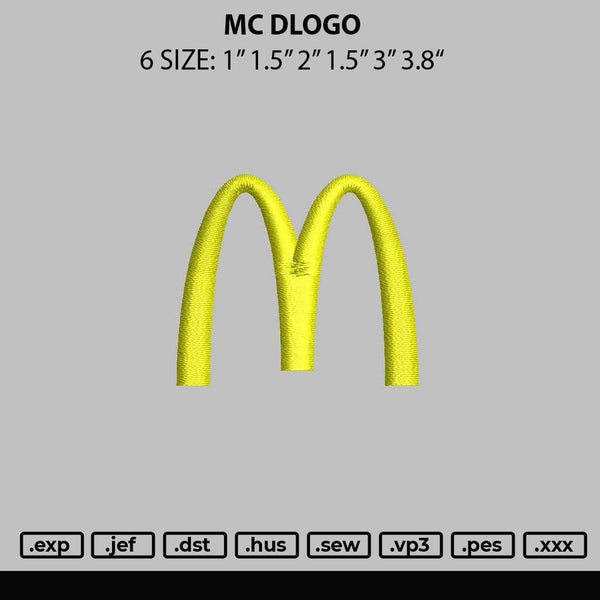 Mc Dlogo Embroidery File 6 sizes