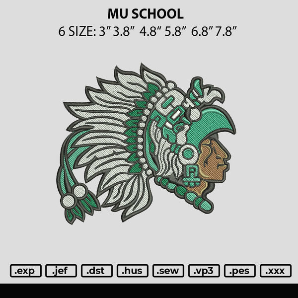 Mu School Embroidery File 6 sizes