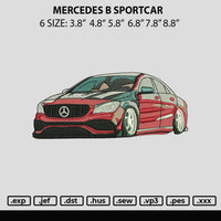 Mercedes B Sportcar Embroidery File 6 sizes