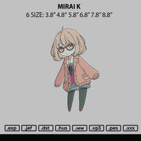 Mirai K Embroidery File 6 sizes