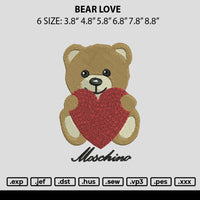 Bear Love Embroidery File 6 sizes