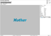 Mother Text Puff Embroidery File 6 sizes