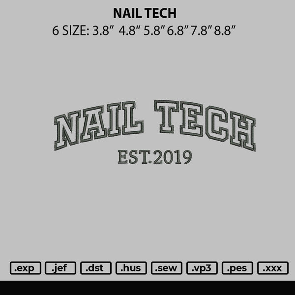 Nail Tech Embroidery File 6 sizes