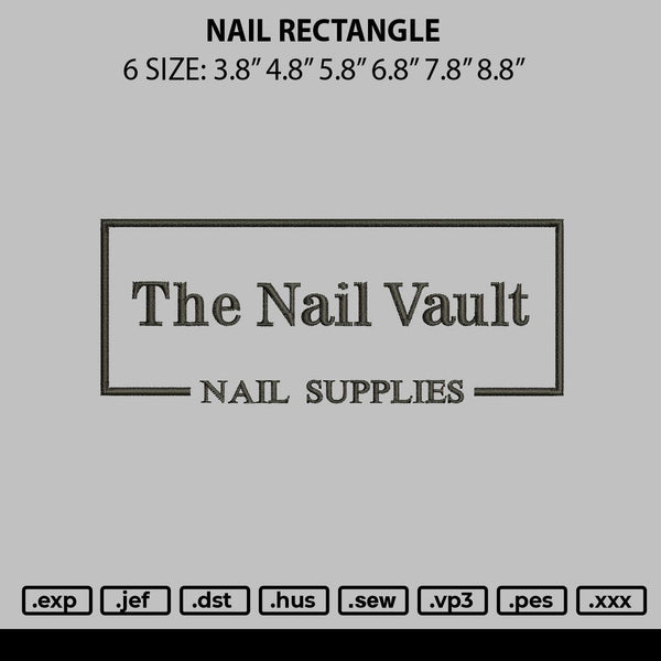 Nail Rectangle Embroidery File 6 sizes