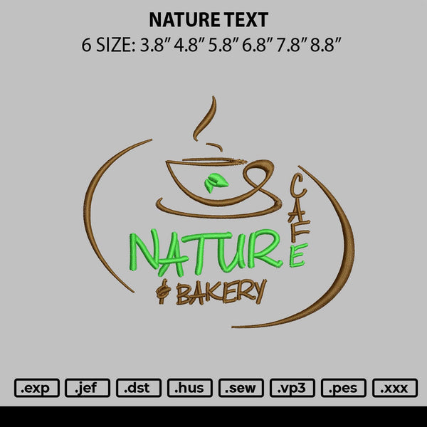 Nature Text Embroidery File 6 sizes