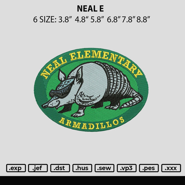 Neal E Embroidery File 6 sizes