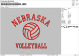 Nebraska Volley Embroidery File 6 sizes