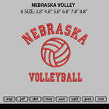Nebraska Volley Embroidery File 6 sizes