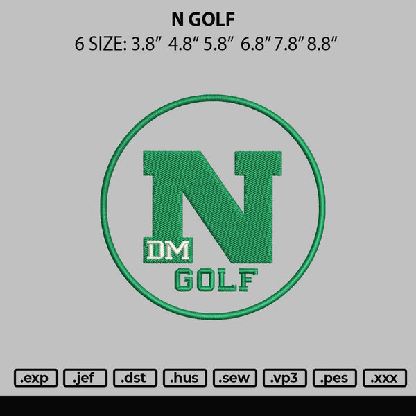 N Golf Embroidery File 6 sizes