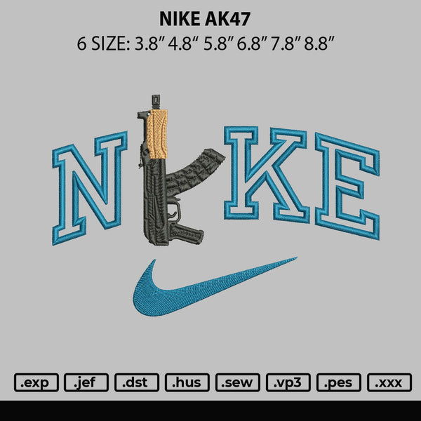 Nike Ak47 Embroidery File 6 sizes