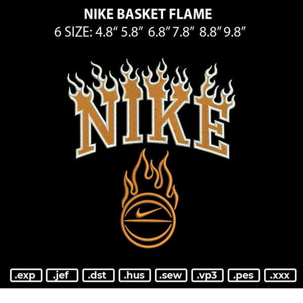 Nike Basket Flame Embroidery File 6 sizes