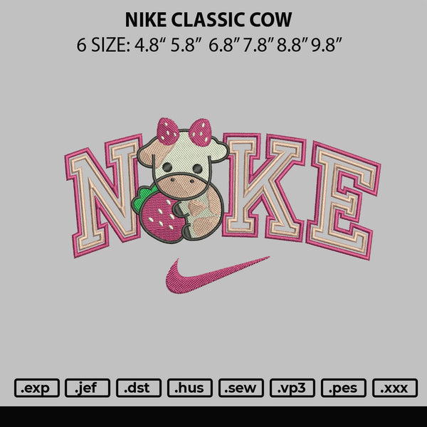 Nike Classic Cow EMbroidery File 6 sizes