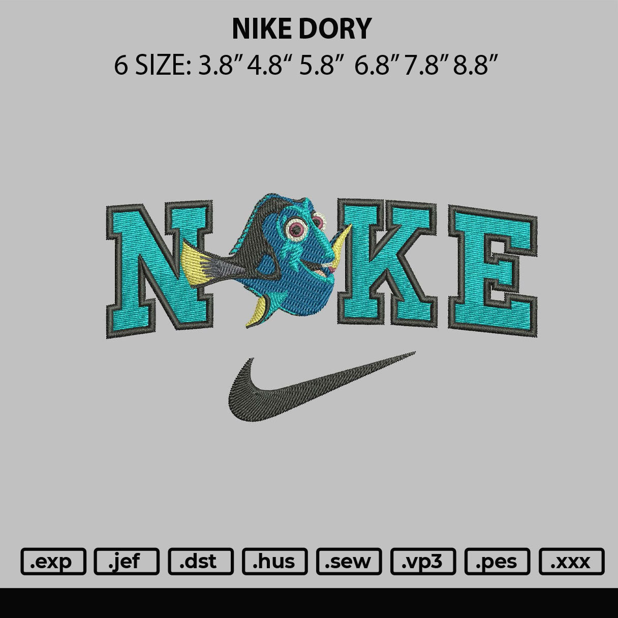 Nike Dory Embroidery File 6 sizes – embrostudio