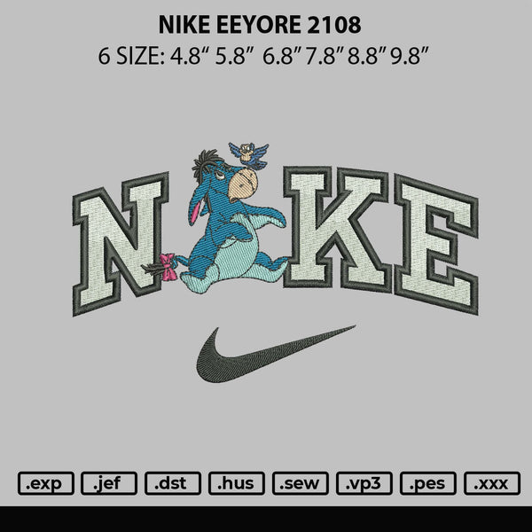 Nike Eeyore 2108 Embroidery File 6 sizes