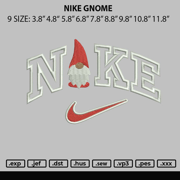 Nike Gnome Embroidery File 6 sizes