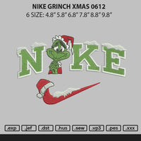 Nike Grinch Xmas 02 Embroidery File 6 sizes