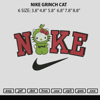 Nike Grinch Cat Embroidery File 6 sizes