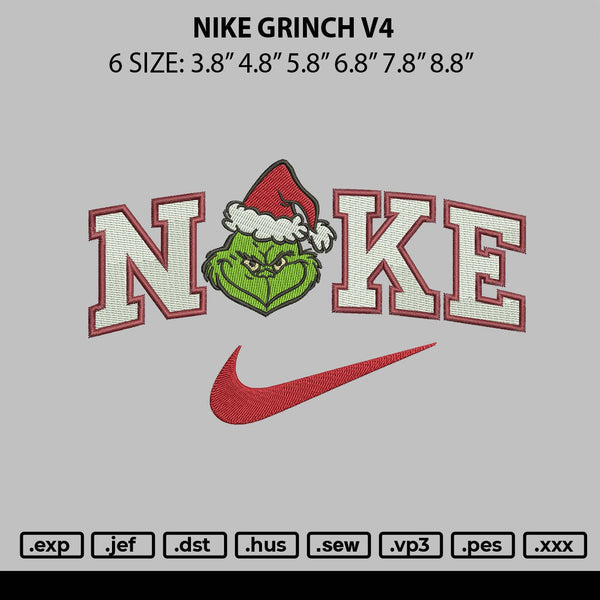 Nike Grinch v4A Embroidery File 6 sizes
