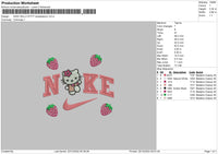Nike Kitty Strawberry Embroidery File 6 sizes