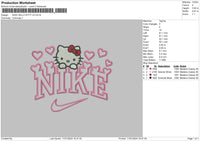 Nike Kitty Heart V5 Embroidery File 6 sizes