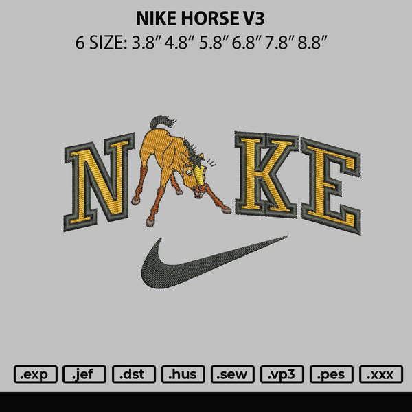 Nike Horse V3 Embroidery File 6 sizes