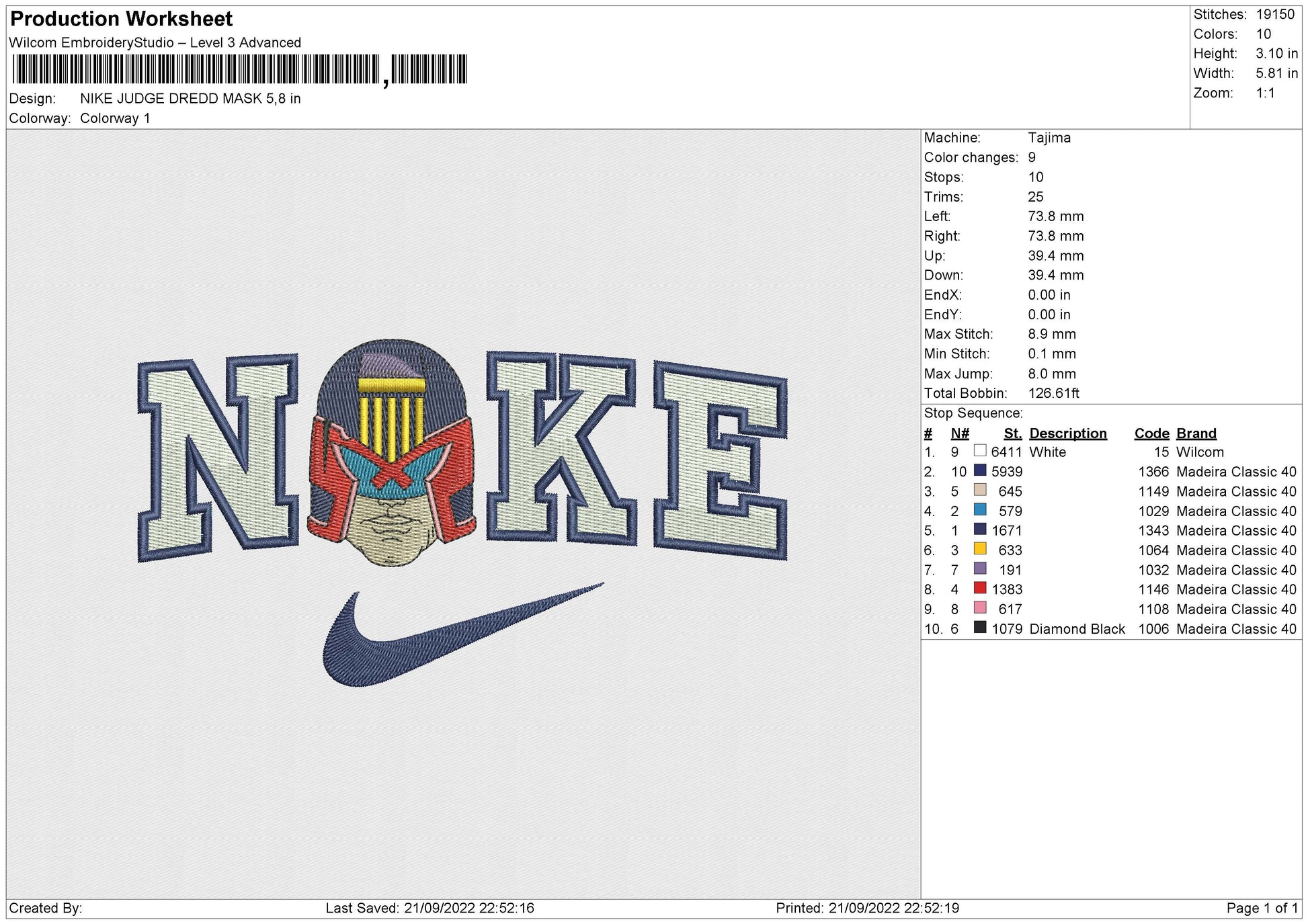 NIKE JUDGE DREDD MASK Embroidery – embrostudio